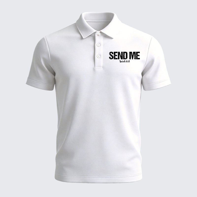 Men’s Premium Cotton Polo Shirt - Isaiah 6:8 - SEND ME
