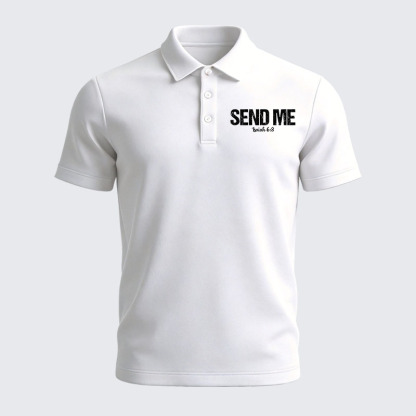 Men’s Premium Cotton Polo Shirt - Isaiah 6:8 - SEND ME