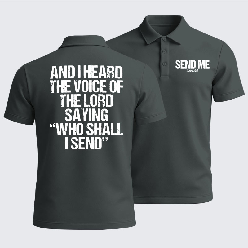 Men’s Premium Cotton Polo Shirt - Send Me Isaiah 6:8