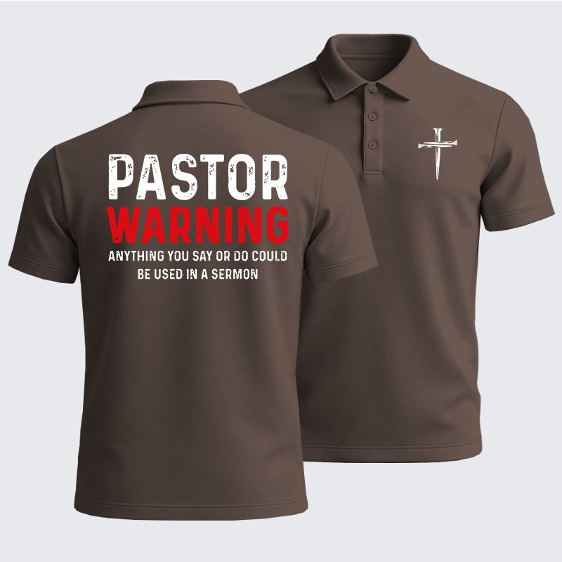 Men’s Premium Cotton Polo Shirt - Pastor Warning Anything You Say or Do Could Be Used in a Sermon