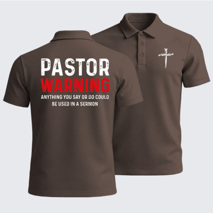 Men’s Premium Cotton Polo Shirt - Pastor Warning Anything You Say or Do Could Be Used in a Sermon