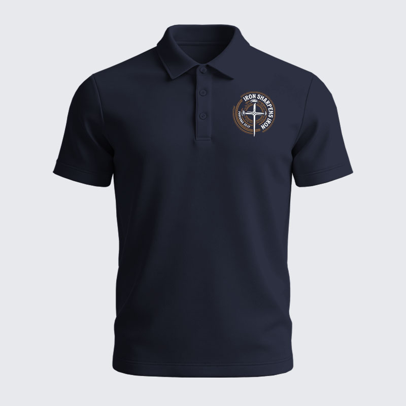 Men’s Premium Cotton Polo Shirt - Iron Sharpens Iron - Proverbs 27:17