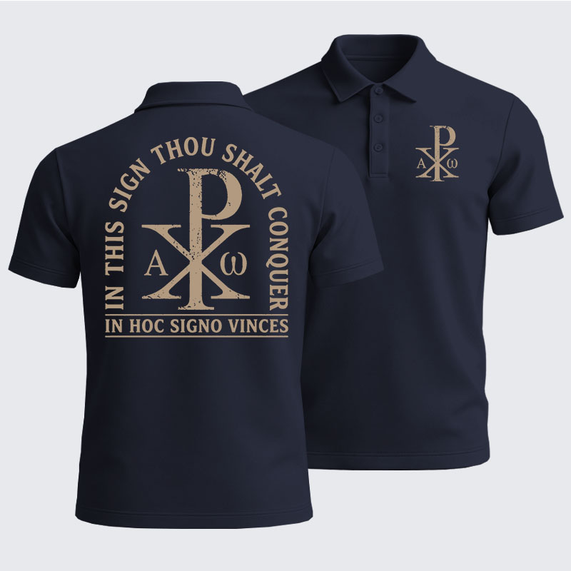 Men’s Premium Cotton Polo Shirt -  In Hoc Signo Vinces