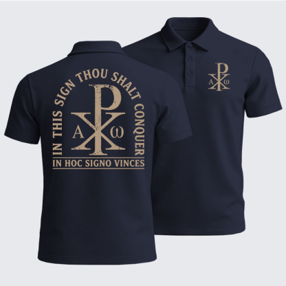 Men’s Premium Cotton Polo Shirt -  In Hoc Signo Vinces