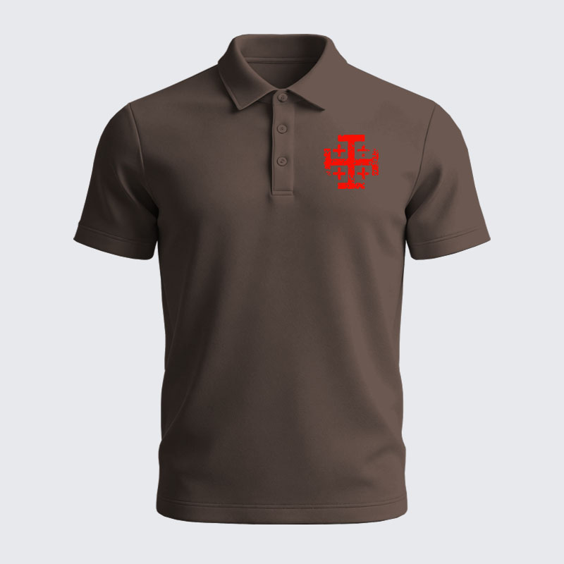 Men’s Premium Cotton Polo Shirt - Knights Templar Jerusalem Cross