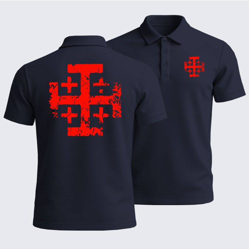 Men’s Premium Cotton Polo Shirt - Knights Templar Jerusalem Cross