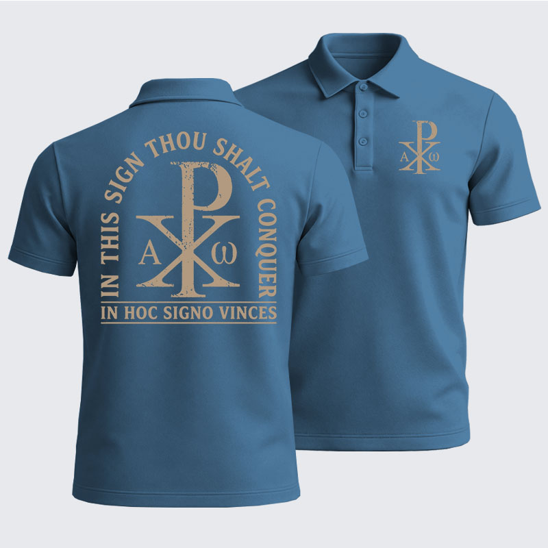 Men’s Premium Cotton Polo Shirt -  In Hoc Signo Vinces
