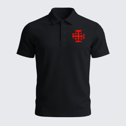 Men’s Premium Cotton Polo Shirt - Knights Templar Jerusalem Cross