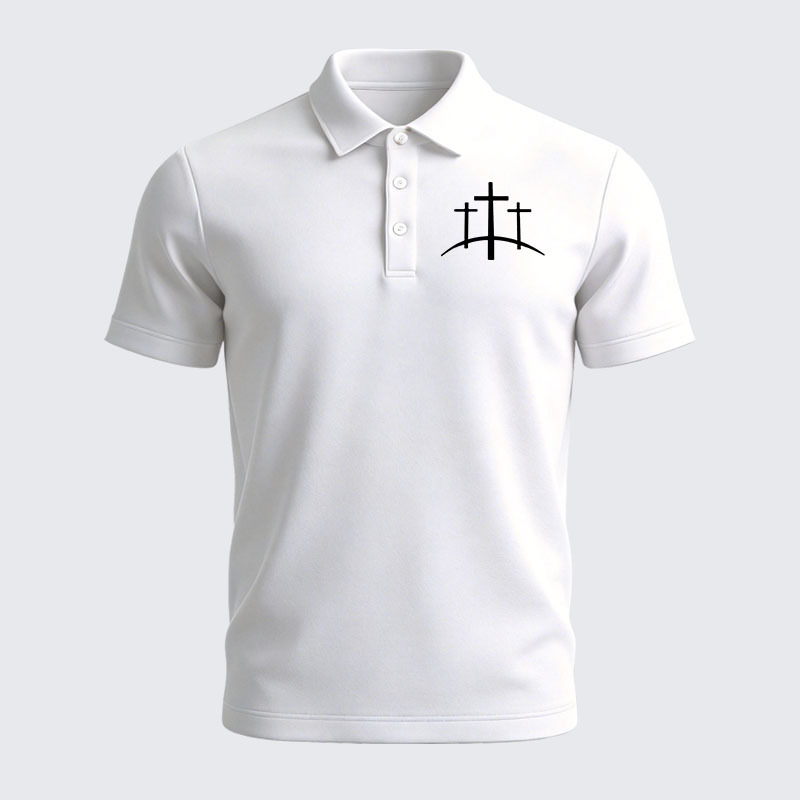 Men’s Premium Cotton Polo Shirt - Cross Printed