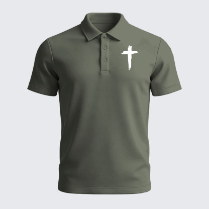 Men’s Premium Cotton Polo Shirt - Cross Printed
