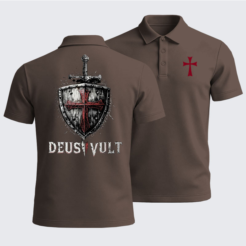 [Copy]Men’s Premium Cotton Polo Shirt - Knights Templar Crusader Cross Faith