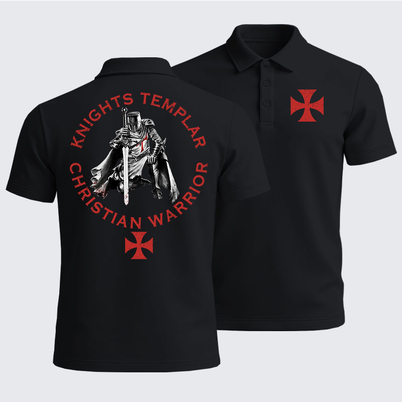 Men’s Premium Cotton Polo Shirt - Knights Templar Templar Cross Crusader Knight