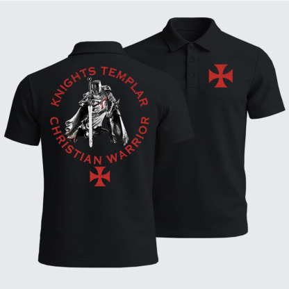 Men’s Premium Cotton Polo Shirt - Knights Templar Templar Cross Crusader Knight