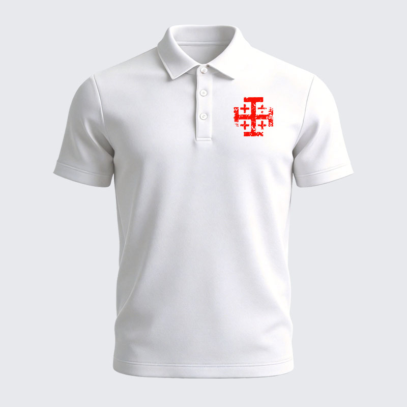Men’s Premium Cotton Polo Shirt - Knights Templar Jerusalem Cross