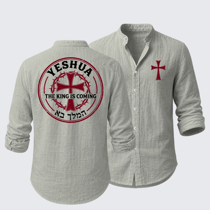 Yeshua The King Is Coming Hebrew Name Resort Casual Shirt