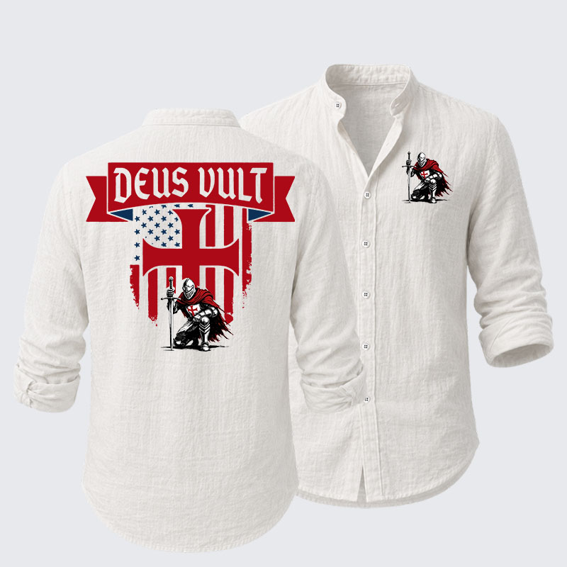 Templar Knight Crusader Deus Vult Resort Casual Shirt