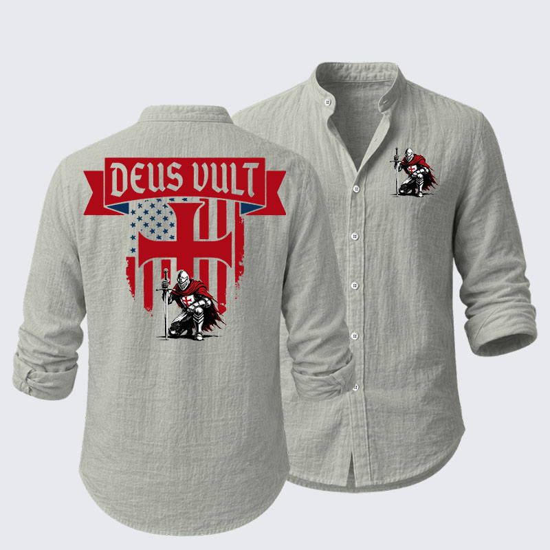 Templar Knight Crusader Deus Vult Resort Casual Shirt