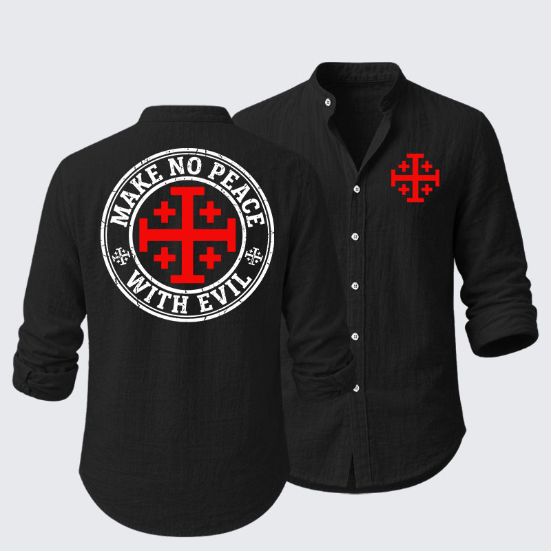 Make No Peace with Evil Knight Templar Jerusalem Cross Resort Casual Shirt