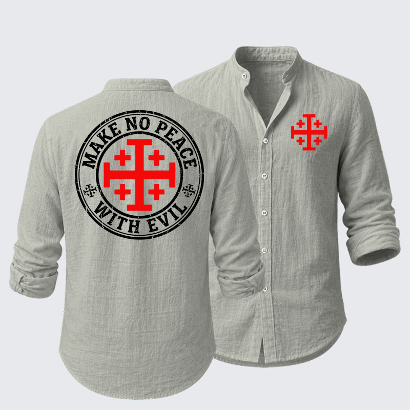 Make No Peace with Evil Knight Templar Jerusalem Cross Resort Casual Shirt
