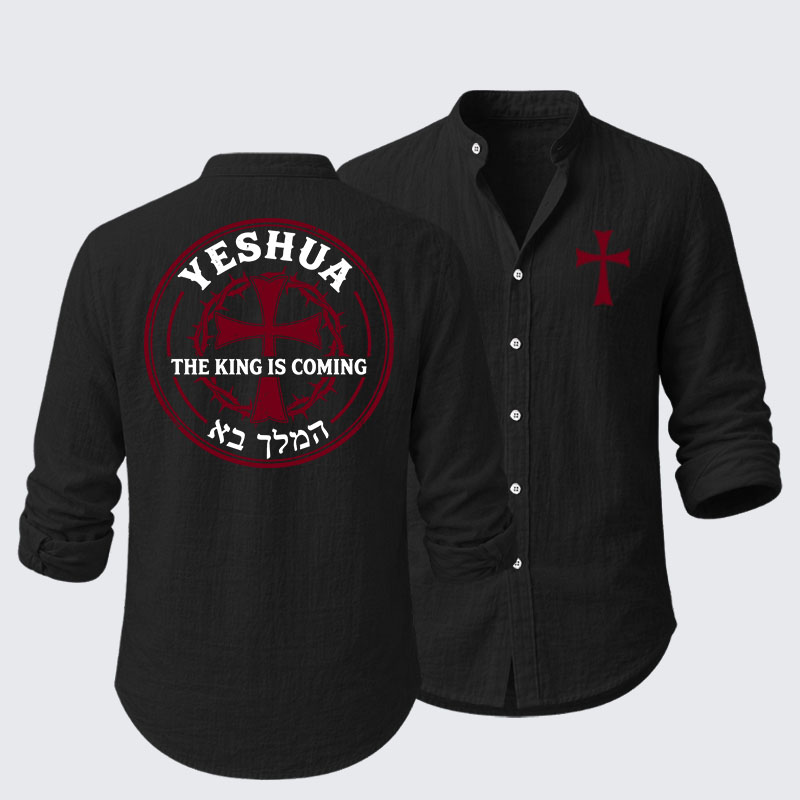 Yeshua The King Is Coming Hebrew Name Resort Casual Shirt