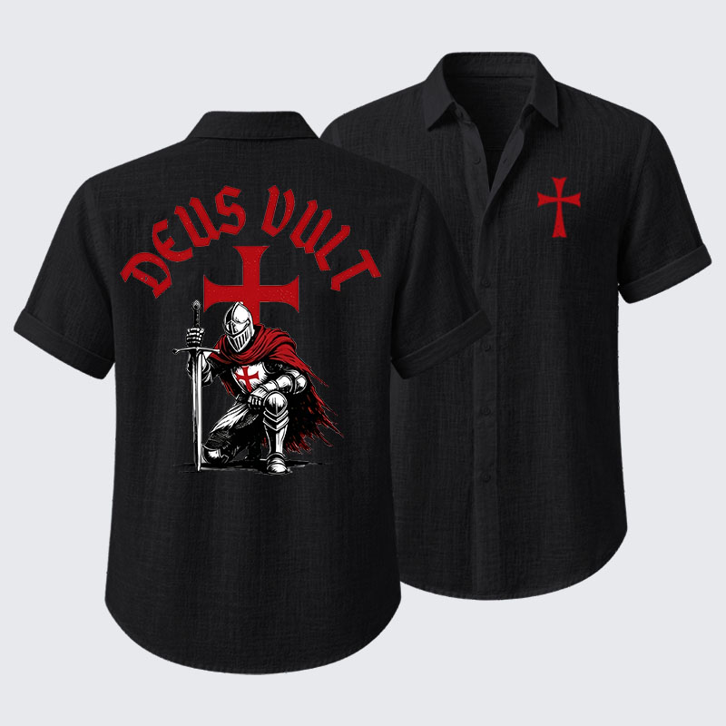 Templar Knight Crusader Deus Vult Short Sleeve Shirt