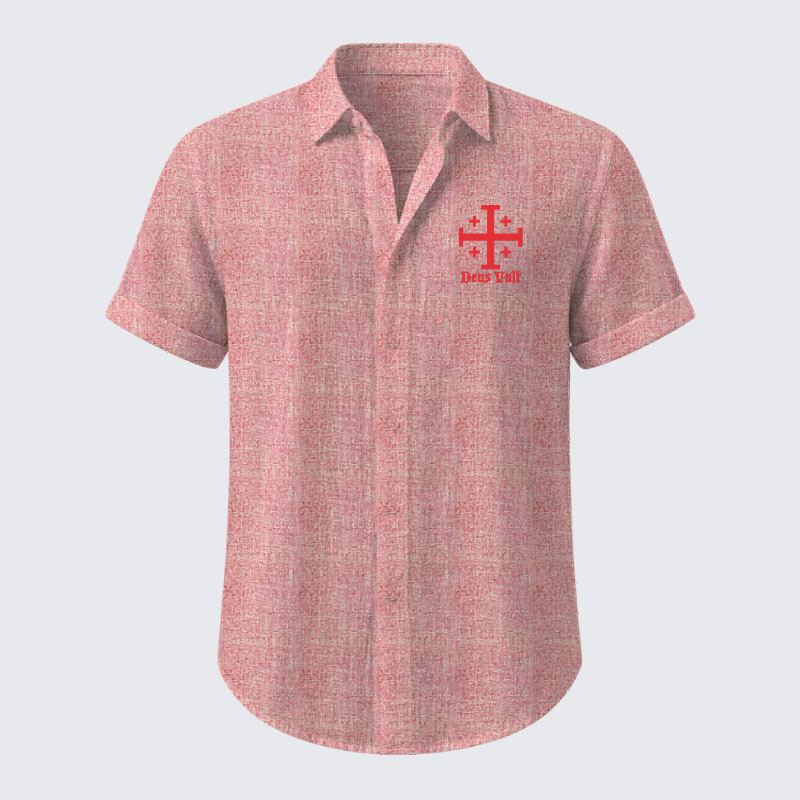 Jerusalem Cross Deus Vult Short Sleeve Shirt