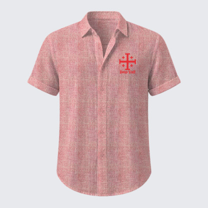 Jerusalem Cross Deus Vult Short Sleeve Shirt