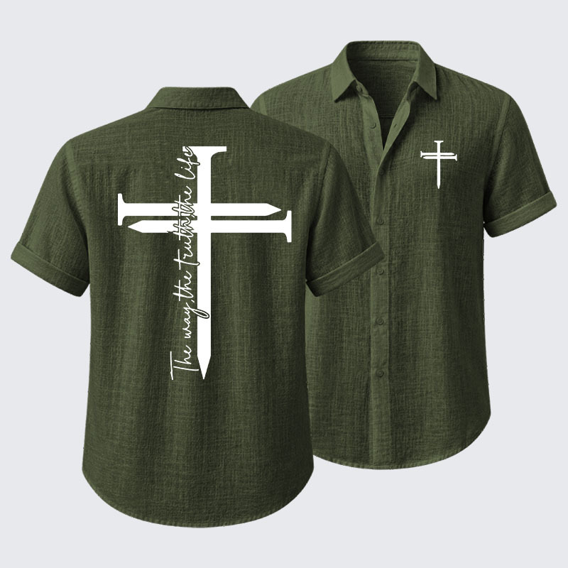 Jesus The Way The Truth The Life Cross Short Sleeve Shirt
