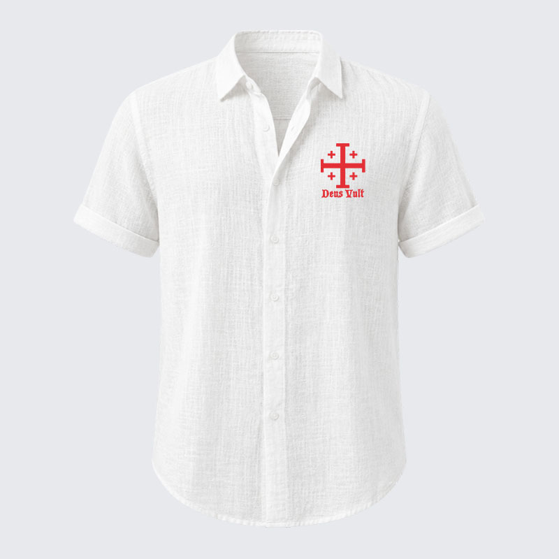 Jerusalem Cross Deus Vult Short Sleeve Shirt