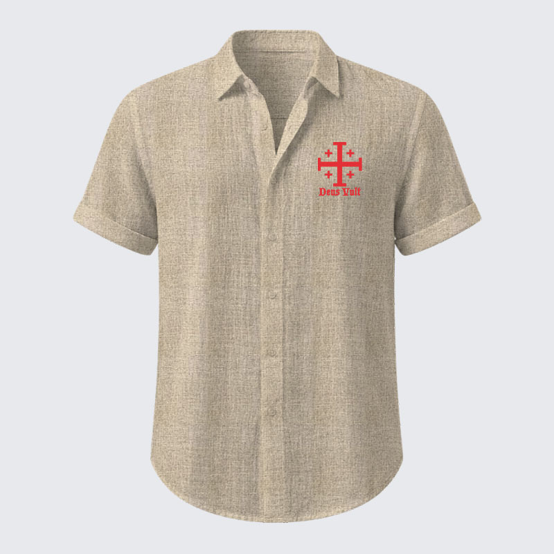 Jerusalem Cross Deus Vult Short Sleeve Shirt