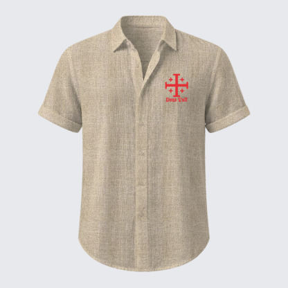 Jerusalem Cross Deus Vult Short Sleeve Shirt
