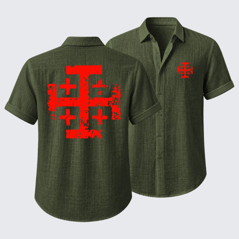 Knights Templar Jerusalem Cross Short Sleeve Shirt
