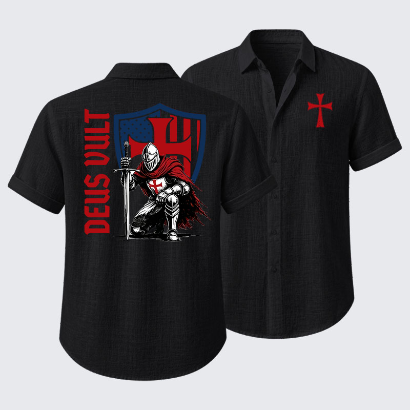 Templar Knight Crusader Deus Vult Short Sleeve Shirt