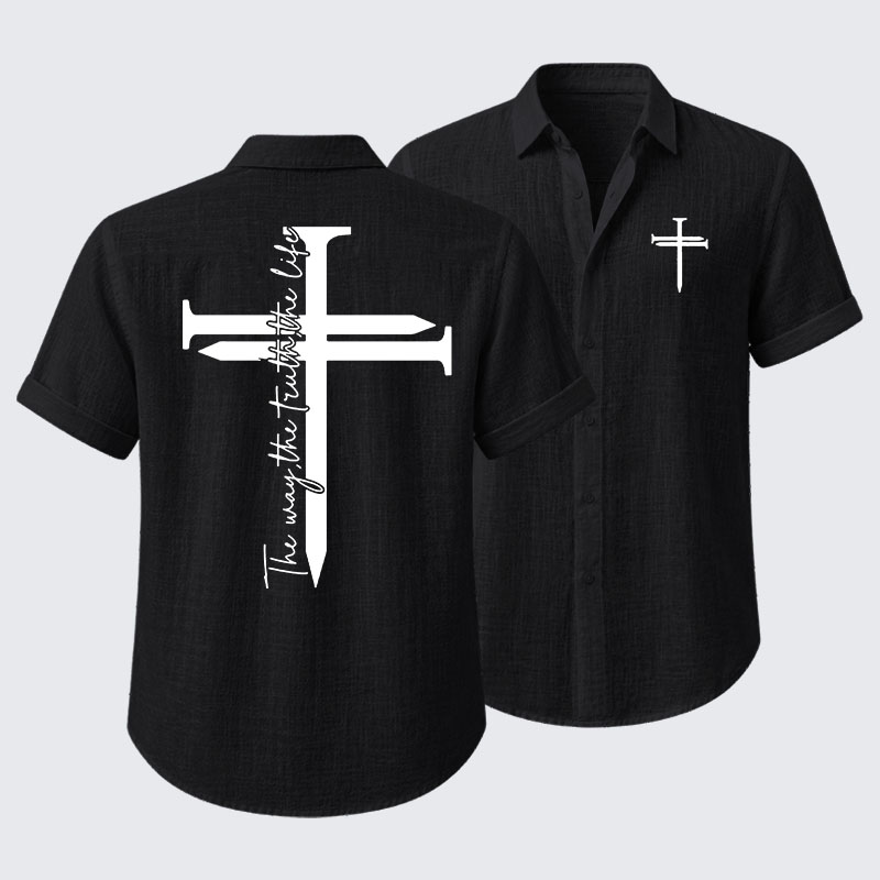 Jesus The Way The Truth The Life Cross Short Sleeve Shirt