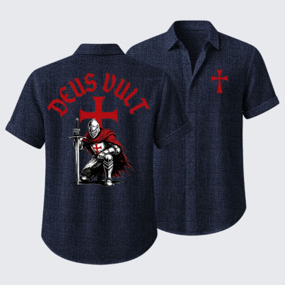 Templar Knight Crusader Deus Vult Short Sleeve Shirt