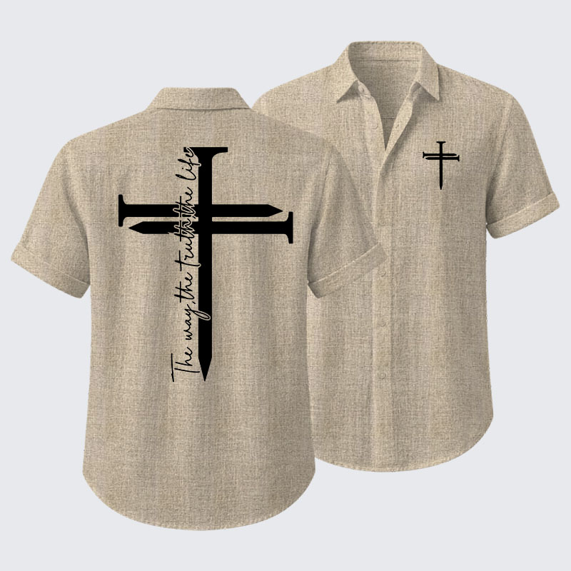 Jesus The Way The Truth The Life Cross Short Sleeve Shirt