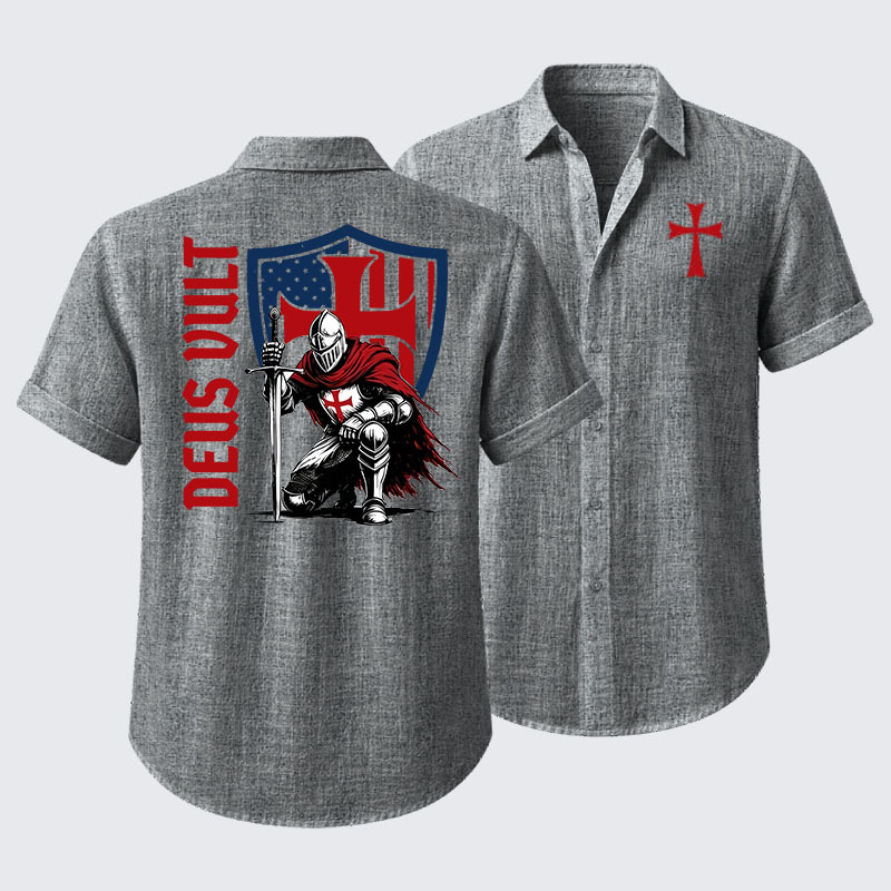 Templar Knight Crusader Deus Vult Short Sleeve Shirt