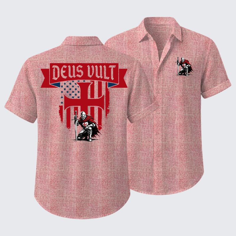 Templar Knight Crusader Deus Vult Short Sleeve Shirt