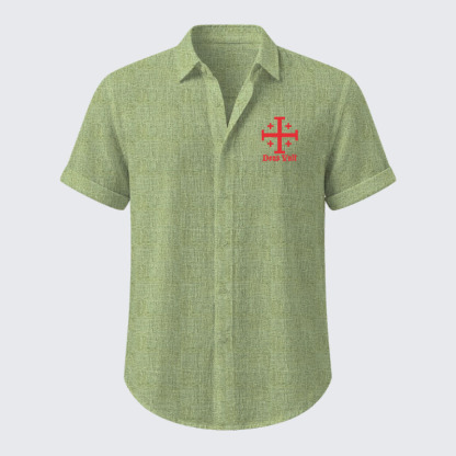 Jerusalem Cross Deus Vult Short Sleeve Shirt
