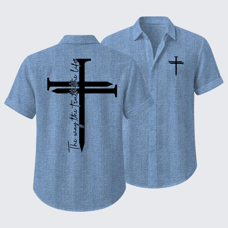 Jesus The Way The Truth The Life Cross Short Sleeve Shirt