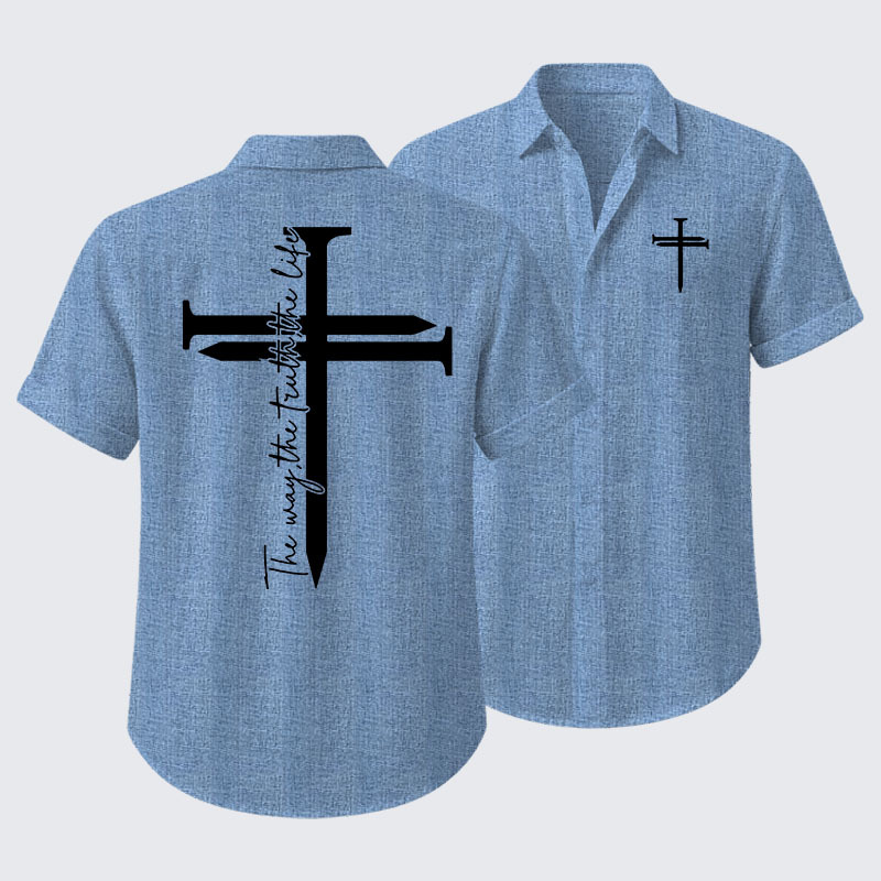 Jesus The Way The Truth The Life Cross Short Sleeve Shirt