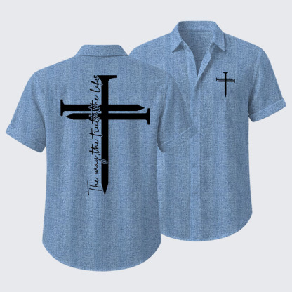 Jesus The Way The Truth The Life Cross Short Sleeve Shirt