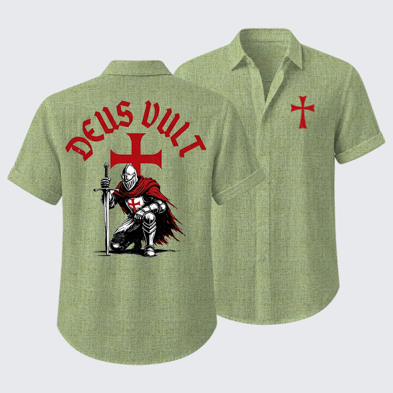 Templar Knight Crusader Deus Vult Short Sleeve Shirt