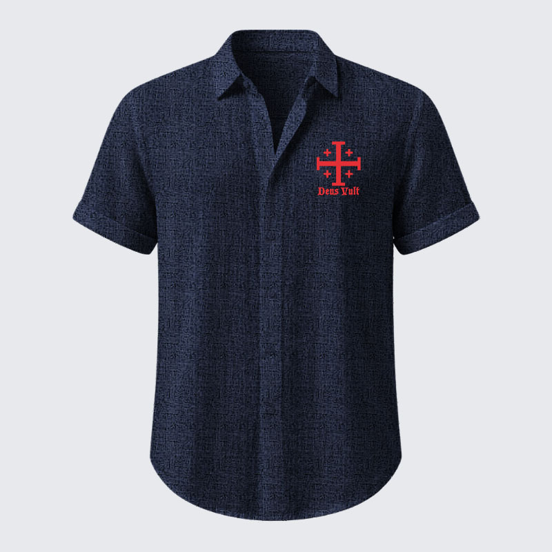 Jerusalem Cross Deus Vult Short Sleeve Shirt