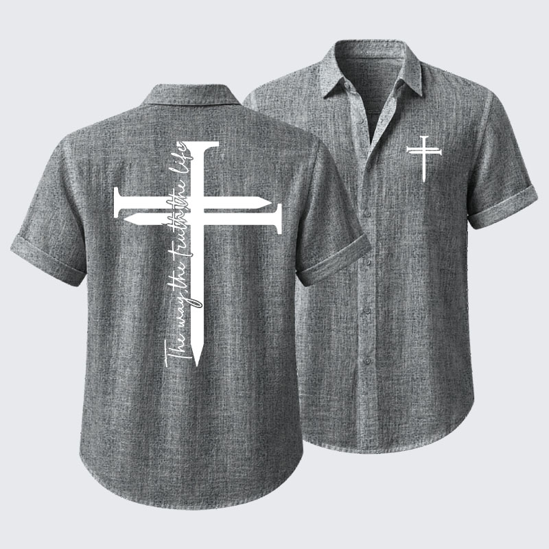 Jesus The Way The Truth The Life Cross Short Sleeve Shirt