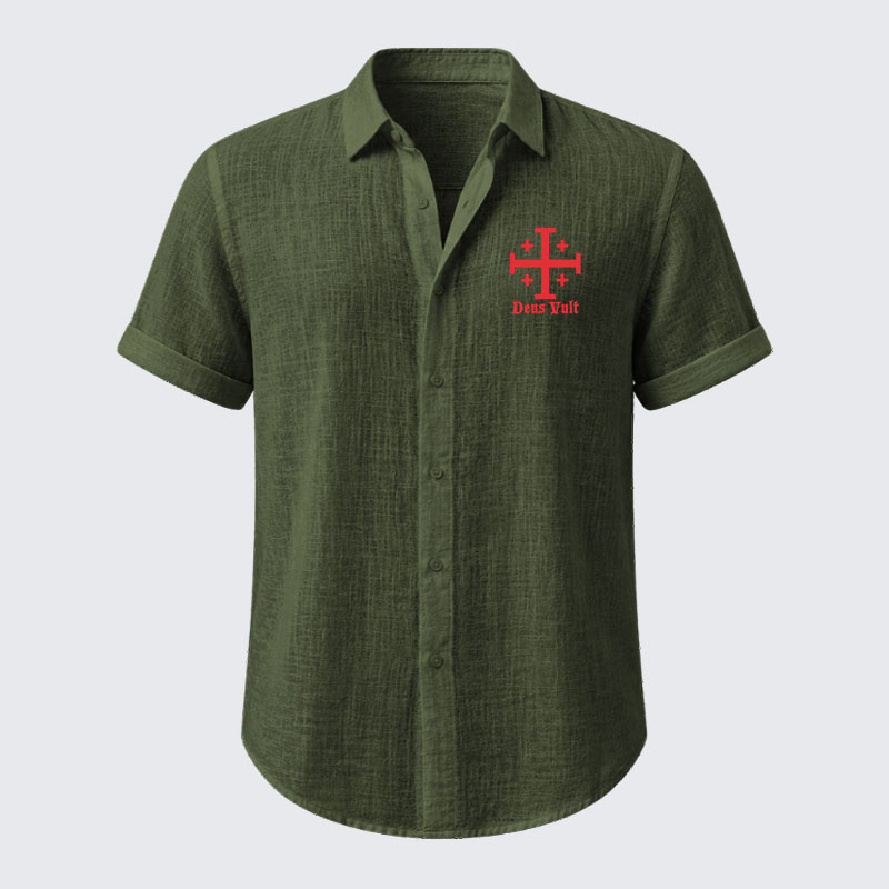 Jerusalem Cross Deus Vult Short Sleeve Shirt