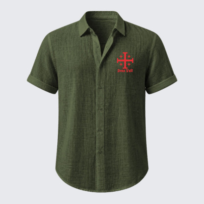 Jerusalem Cross Deus Vult Short Sleeve Shirt