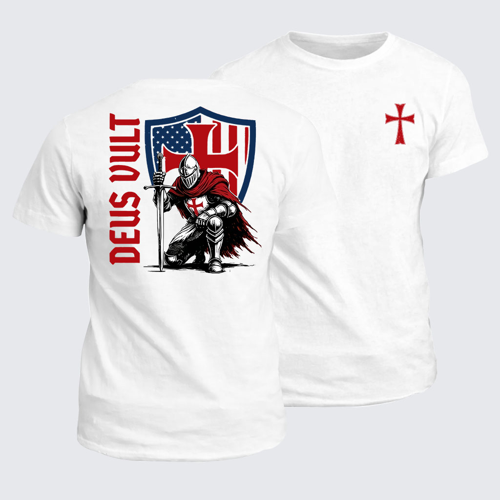 Classic Cotton Tee -  Templar Knight Crusader Deus Vult
