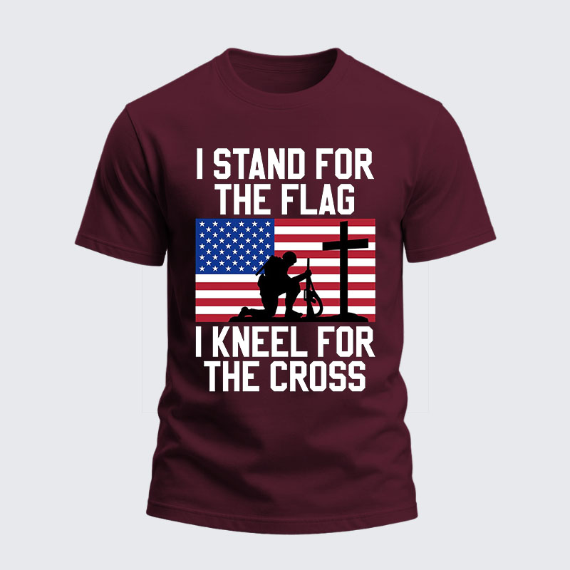 Heavyweight Cotton Tee - I Stand For The Flag And Kneel For The Cross