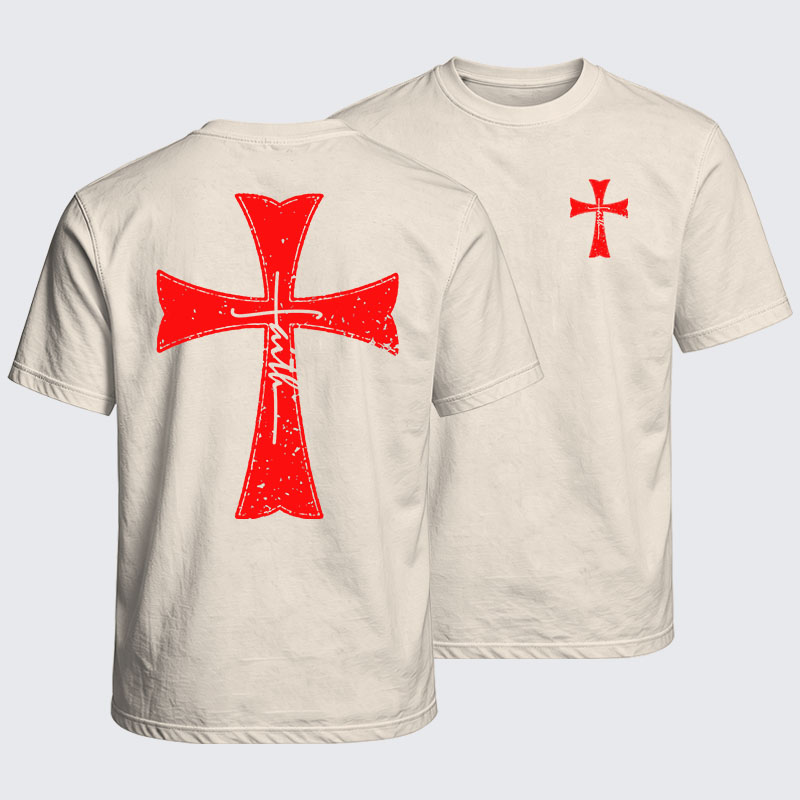 Washed T-Shirt - Deus Vult Crusader Shield Templar Cross